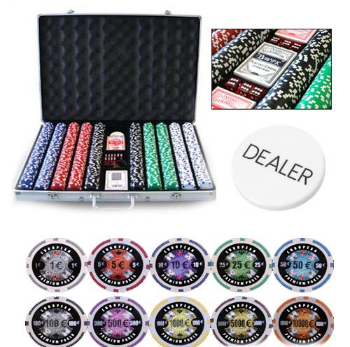 European 1000 Poker Chips mit Pokerkoffer Poker Set NEU