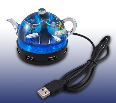 KRISTALLKUGEL/TEEKANNE USB HUB/HUBS LED LICHTSPIEL NEU