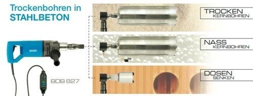 BAIER BDB 827 Diamant Nass / Trockenbohrmaschine mit Bohrkronen Set