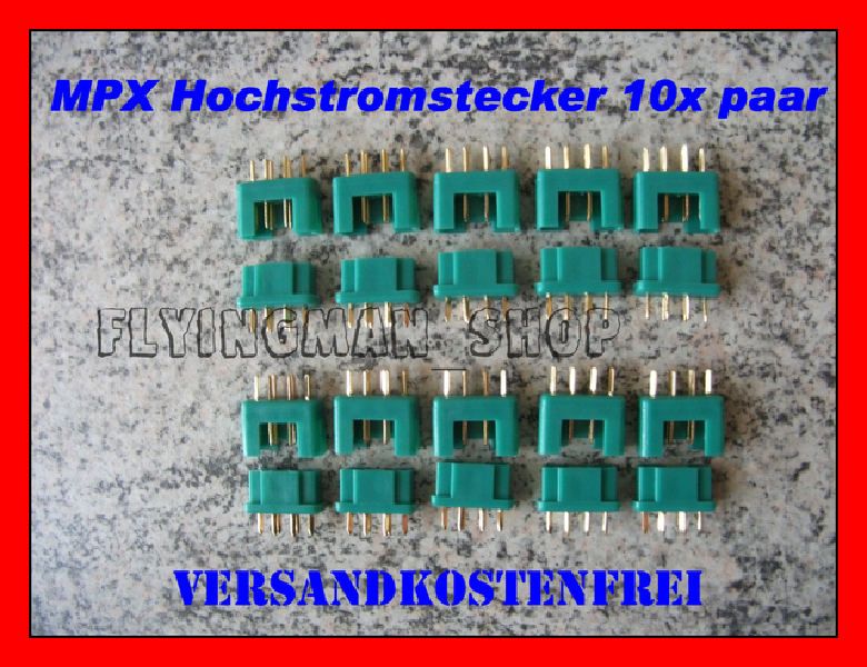 MPX Multiplex grün Hochstrom Stecker + Buchsen 10 Paar = 20 Stück