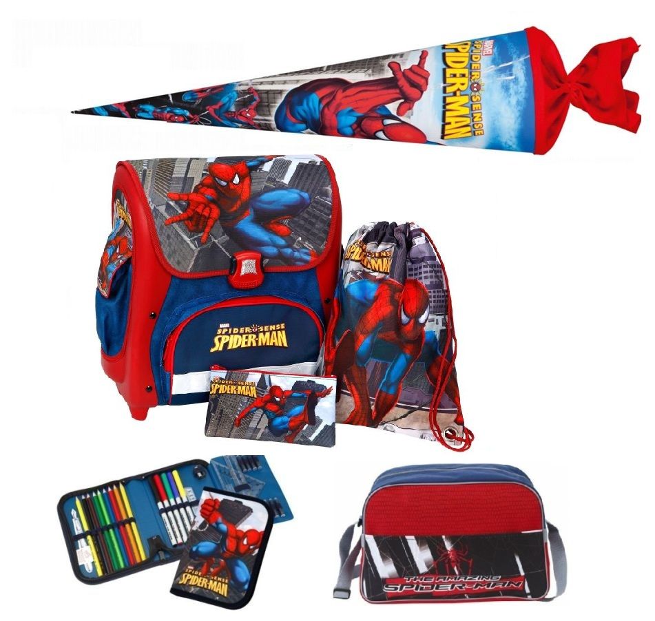 Set Spiderman 6tlg Federmappe Sporttasche Schultuete 70 Ranzen 847 SW