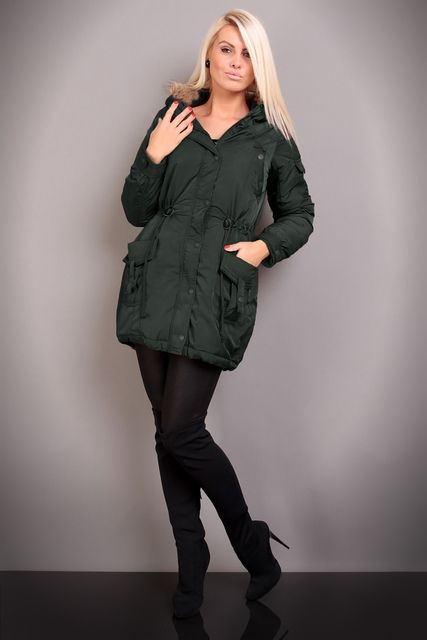 Military Parka Bomber Jacke Khaki Grün Oliv Urban Mantel gerafft