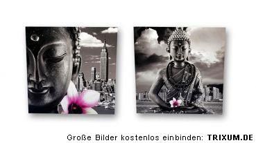 grosse Buddha Bilder Leinwand auf Holzrahmen gespannt 50x50 cm