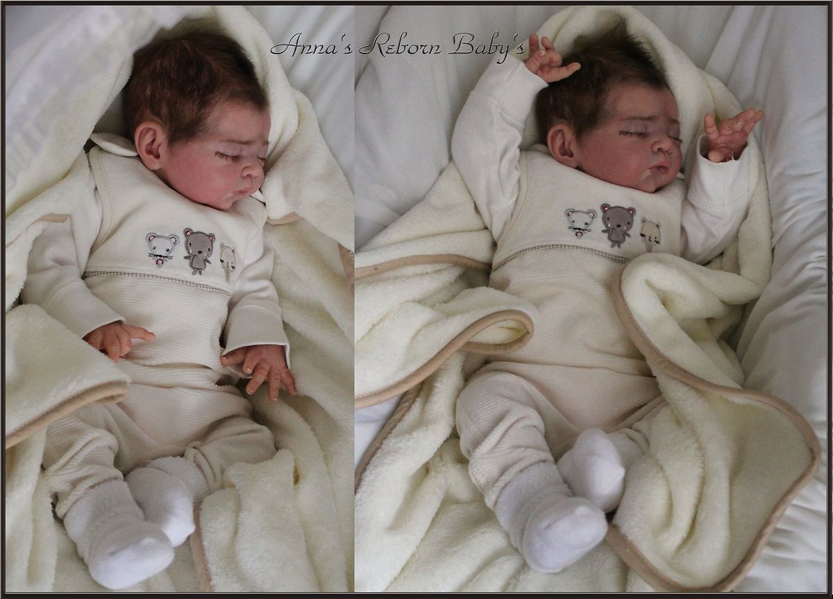 Reborn Baby Serah BS von Adrie Stoete Schuiteman gerootete Augenbrauen