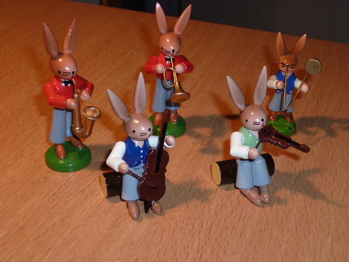 Original Erzgebirge Osterhasen Musiker, neuwertig