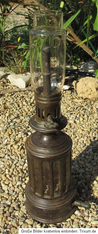 alte Gaslampe Gas Lampe aus Metall antik von 1912 mit Originalglas