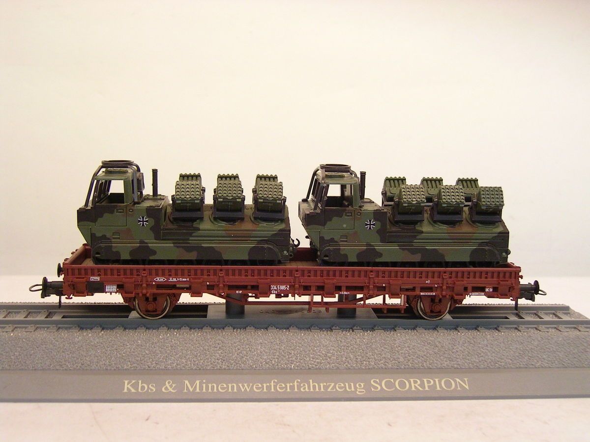 Roco minitanks H0 884 DB Rungenwagen Kbs, mit Minenwerfer Scorpion, KK