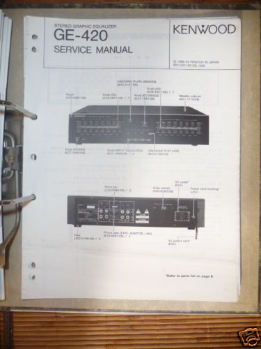 Service Manual Kenwood GE 420 Equalizer,ORIG INAL