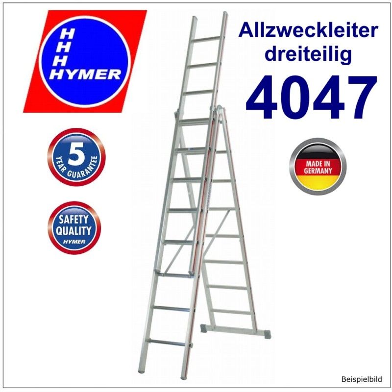 3x11 Allzweckleiter 3 teilig HYMER Mehrzweckleiter Seilzugleiter