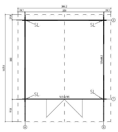 Gartenhaus TOPGARDEN 350x350cm, 28, 34 oder 40mm Bohlen