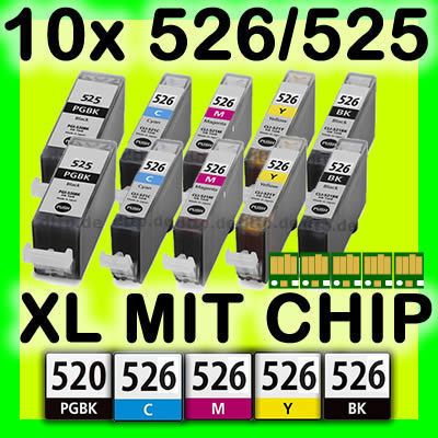 10x DRUCKER PATRONEN +CHIP CANON PIXMA IP4800 IP4900 MG5100 MG5200