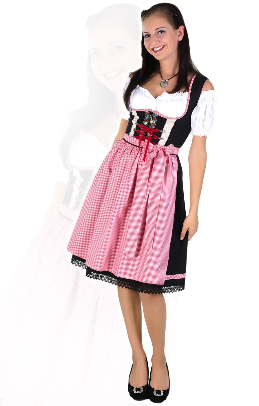 ZTWX0 Mididirndl 3tlg. Isleta schwarz 60 cm, Größe 34