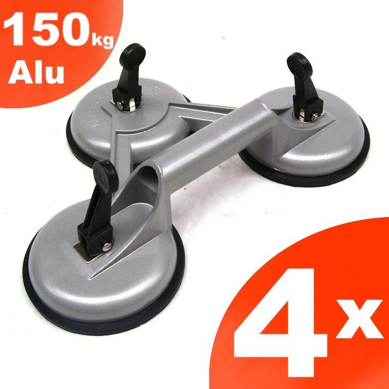 4x Saugheber je 150kg 55442 Glassauger Vakuumheber Glasheber KFZ