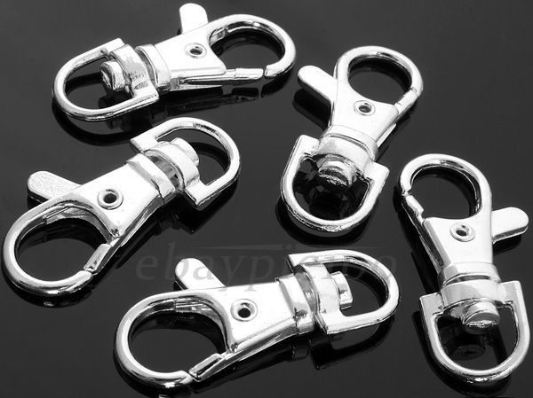 5X Schlüsselanhänger Versilbert Karabiner Schlüsselring CHARMS