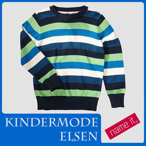 name it Vudum Pullover Laris Green Blau Weiss Grün NEU