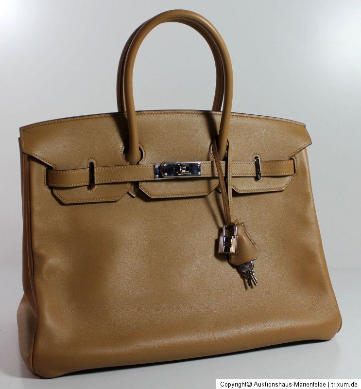 HERMES ORIGINAL BIRKIN BAG Veau Swift Biscuit + Paladium Silver