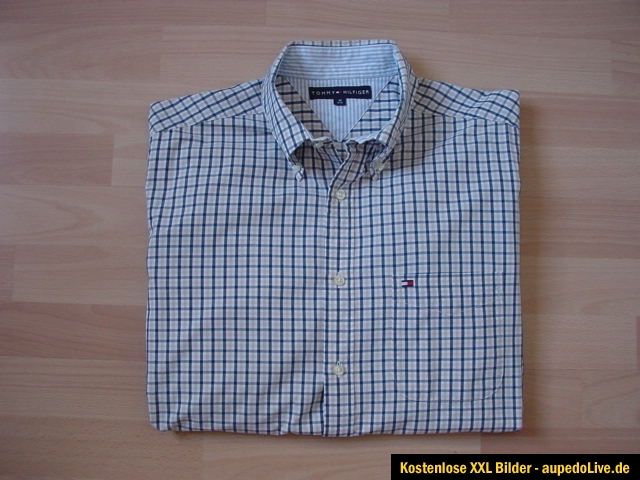 Schönes Tommy Hilfiger Herren Hemd Langarm blau weiß beige kariert