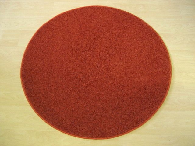 2302 runder Teppich orange Kräuselvelours rund 100 cm