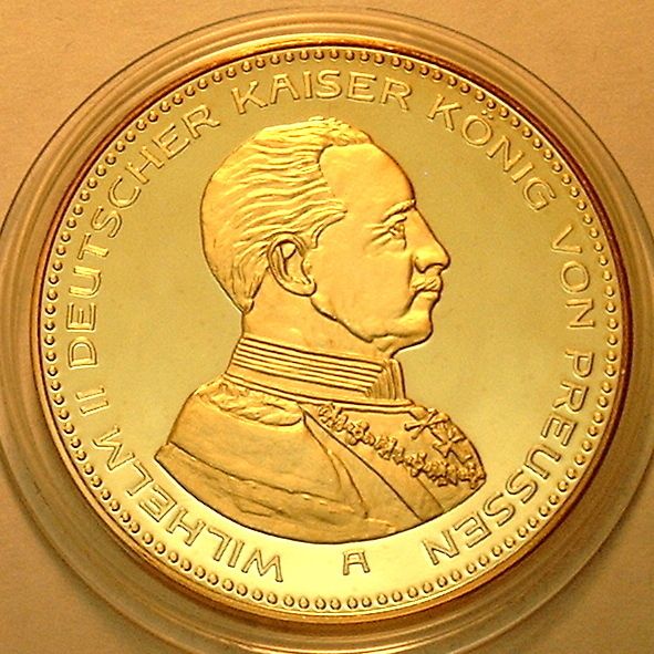 20 Mark 1915 A Kaiser Wilhelm Silber 999 gepunzt Gold veredelt